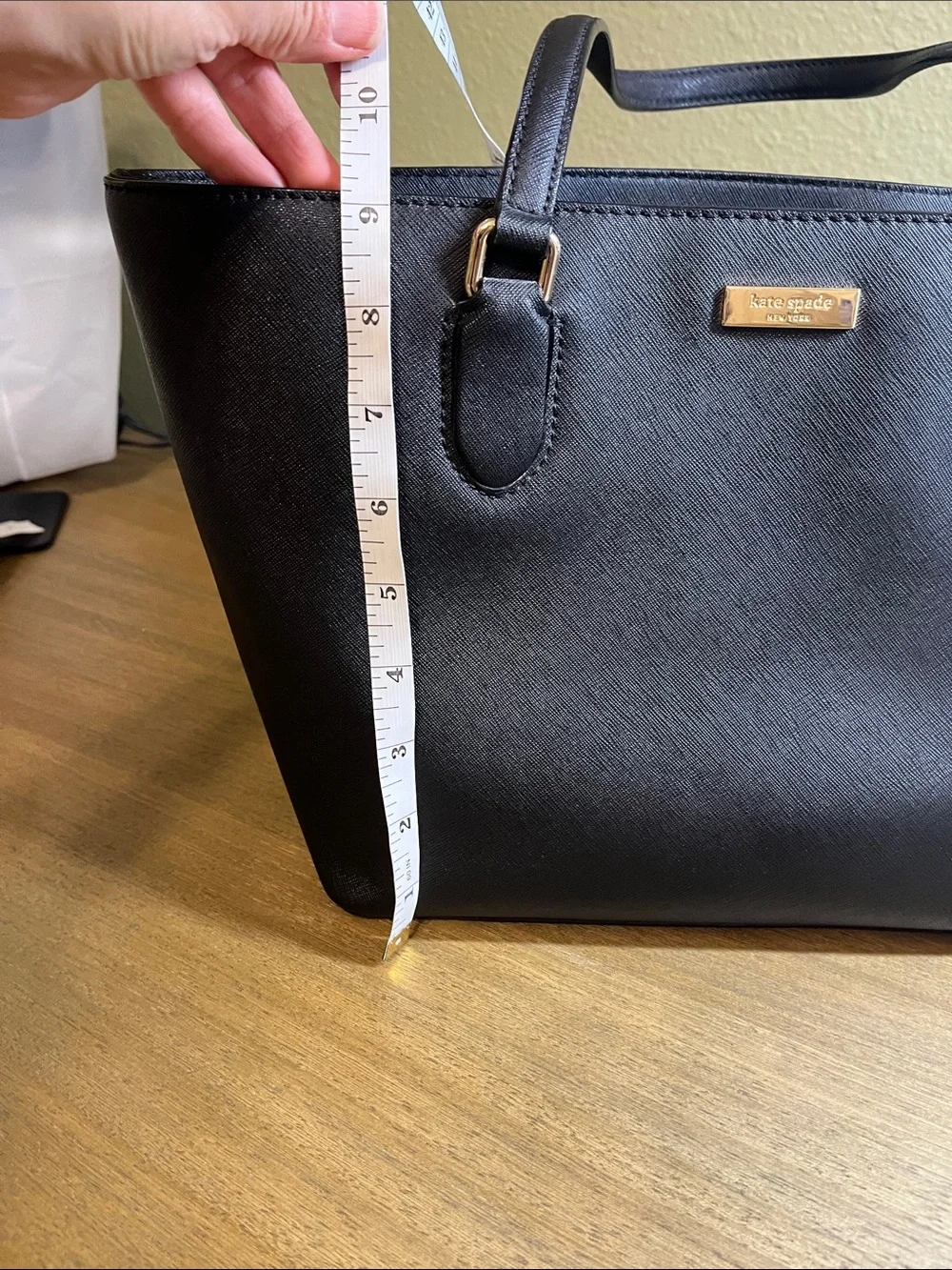 Kate Spade Black Leather Tote with Gold Hardware